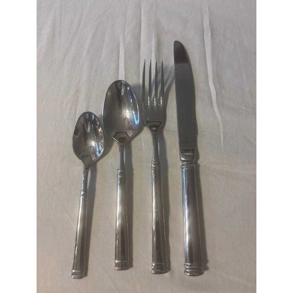 Fortessa Flatware Set 4pc‎ Silver Excellent Mirror Polished Stainless Steel